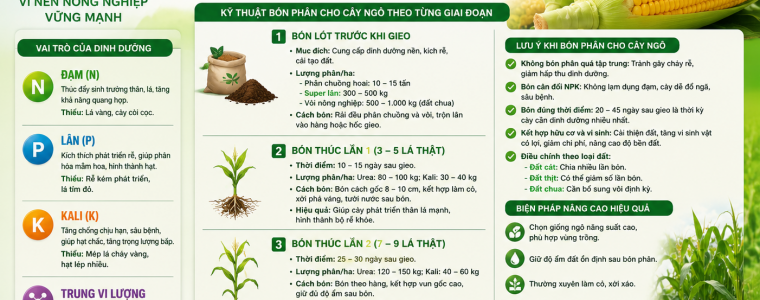 KỸ THUẬT BÓN PHÂN CHO CÂY NGÔ HIỆU QUẢ – TĂNG NĂNG SUẤT, HẠT CHẮC, BẮP TO