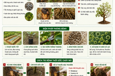 CÁCH PHÒNG VÀ TRỊ BỆNH THỐI GỐC CHẢY MỦ TRÊN CÂY MÍT