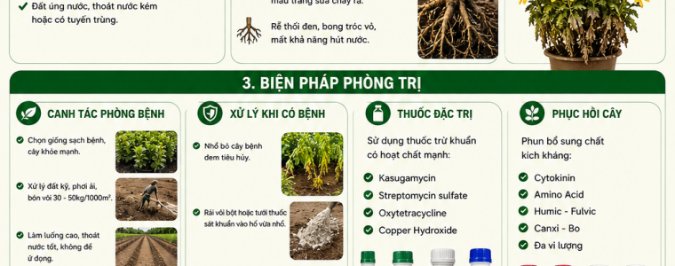 BIỆN PHÁP PHÒNG TRỊ BỆNH HÉO XANH TRÊN HOA CÚC DẠI ĐÓA