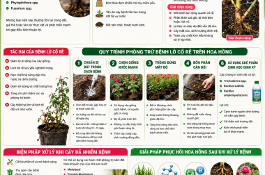QUY TRÌNH PHÒNG TRỪ BỆNH LỞ CỔ RỄ TRÊN CÂY HOA HỒNG