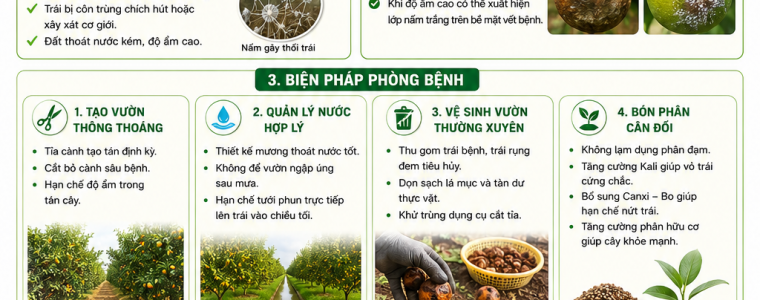 PHÒNG TRỪ BỆNH THỐI NHŨN TRÁI TRÊN CÂY CÓ MÚI