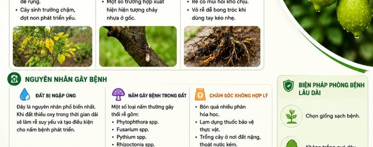 CÂY CHANH BỊ THỐI RỄ VÀ BIỆN PHÁP PHÒNG TRỊ