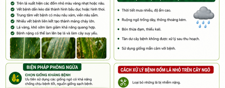 XỬ LÝ BỆNH ĐỐM LÁ NHỎ TRÊN CÂY NGÔ