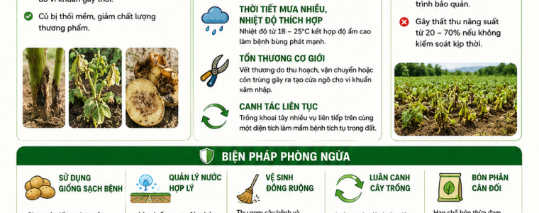 NGUYÊN NHÂN VÀ BIỆN PHÁP TRỊ BỆNH ĐEN THÂN Ở KHOAI TÂY