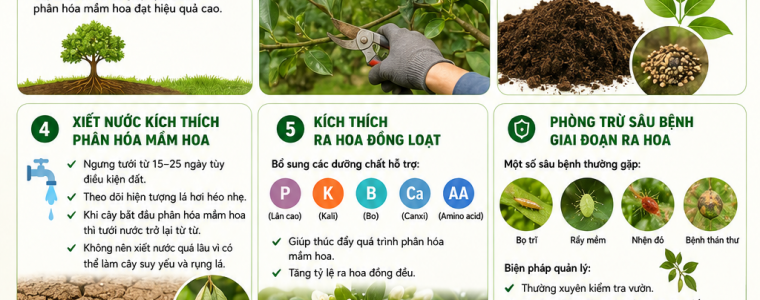 KINH NGHIỆM XỬ LÝ RA HOA BƯỞI DA XANH
