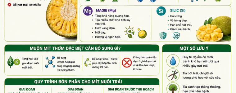 PHÂN BÓN GIÚP MÍT THÁI XANH GAI, CƠM VÀNG, LỚN TRÁI VÀ CÓ MÙI THƠM ĐẶC BIỆT