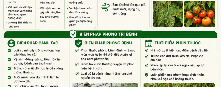 BỆNH ĐỐM VÒNG TRÊN CÂY CÀ CHUA VÀ BIỆN PHÁP PHÒNG TRỊ