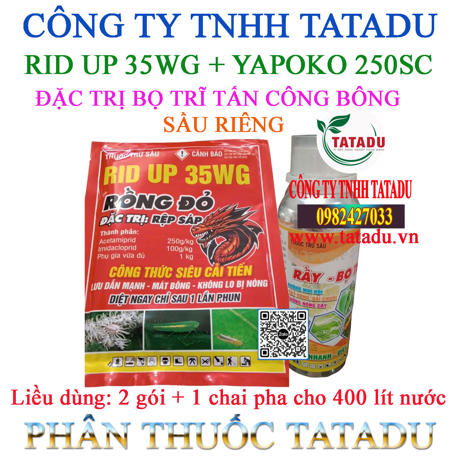 RID UP 35WG YAPOKO 250SC BỘ SẢN PHẨM ĐẶC TRỊ BỌ TRĨ HẠI BÔNG SẦU RIÊNG