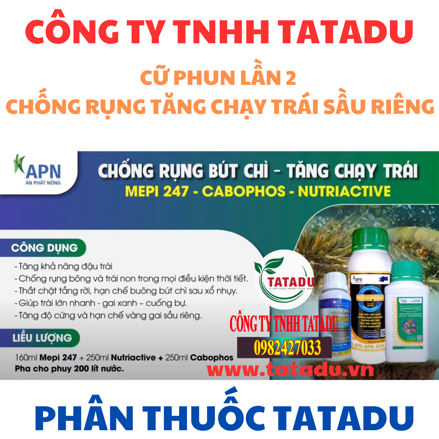 CỮ PHUN LẦN 2 CHỐNG RỤNG TĂNG CHẠY TRÁI SẦU RIÊNG
