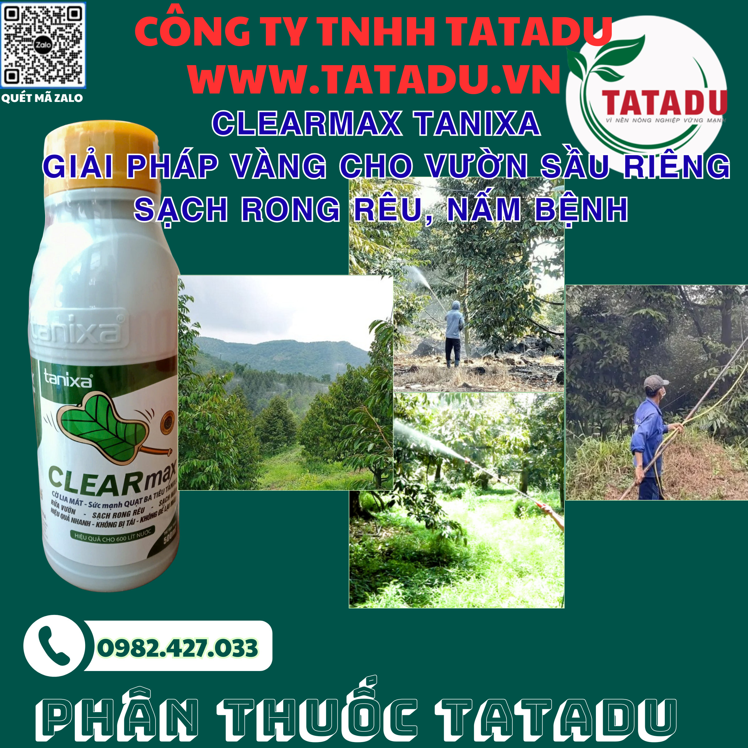 CLEARMAX TANIXA GIAI PHAP VANG CHO VUON SAU RIENG SACH RONG REU NAM BENH