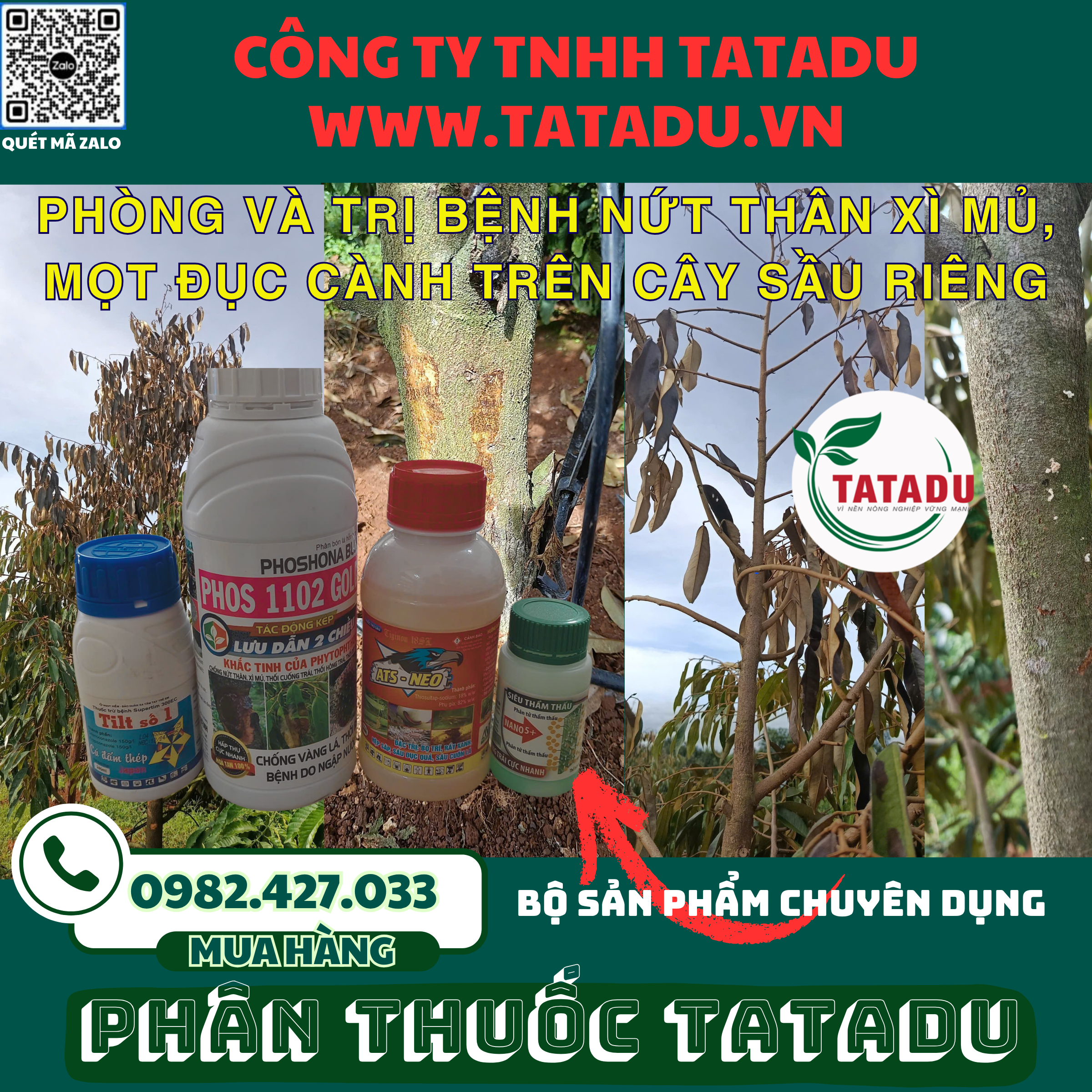 BO SAN PHAM CHUYEN DUNG PHONG VA TRI BENH NUT THAN XI MU MOT DUC CANH TREN CAY SAU RIENG