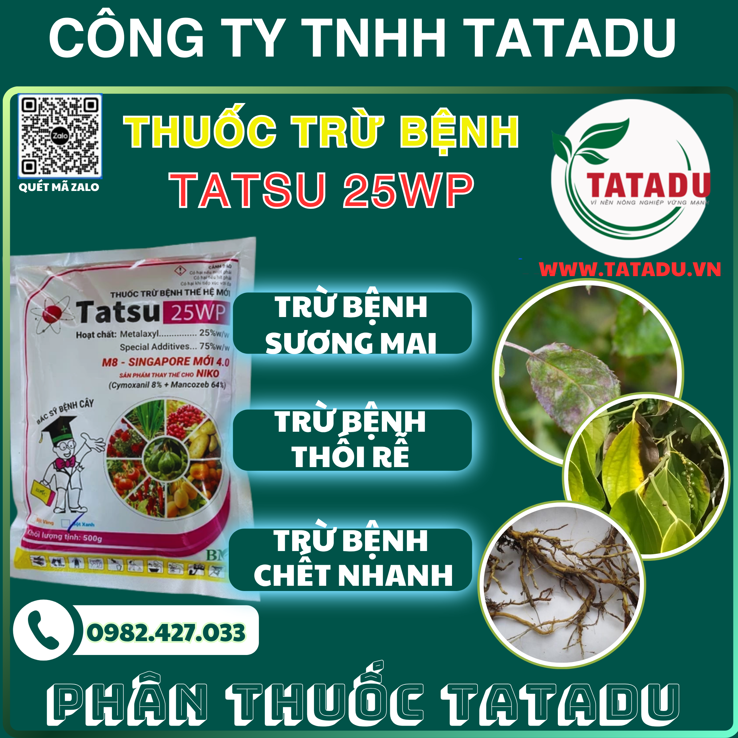 TATSU 25WP BMC TRU BENH SUONG MAI THOI RE CHET NHANH TATSU 25WP BMC TRU BENH SUONG MAI THOI RE CHET NHANH
