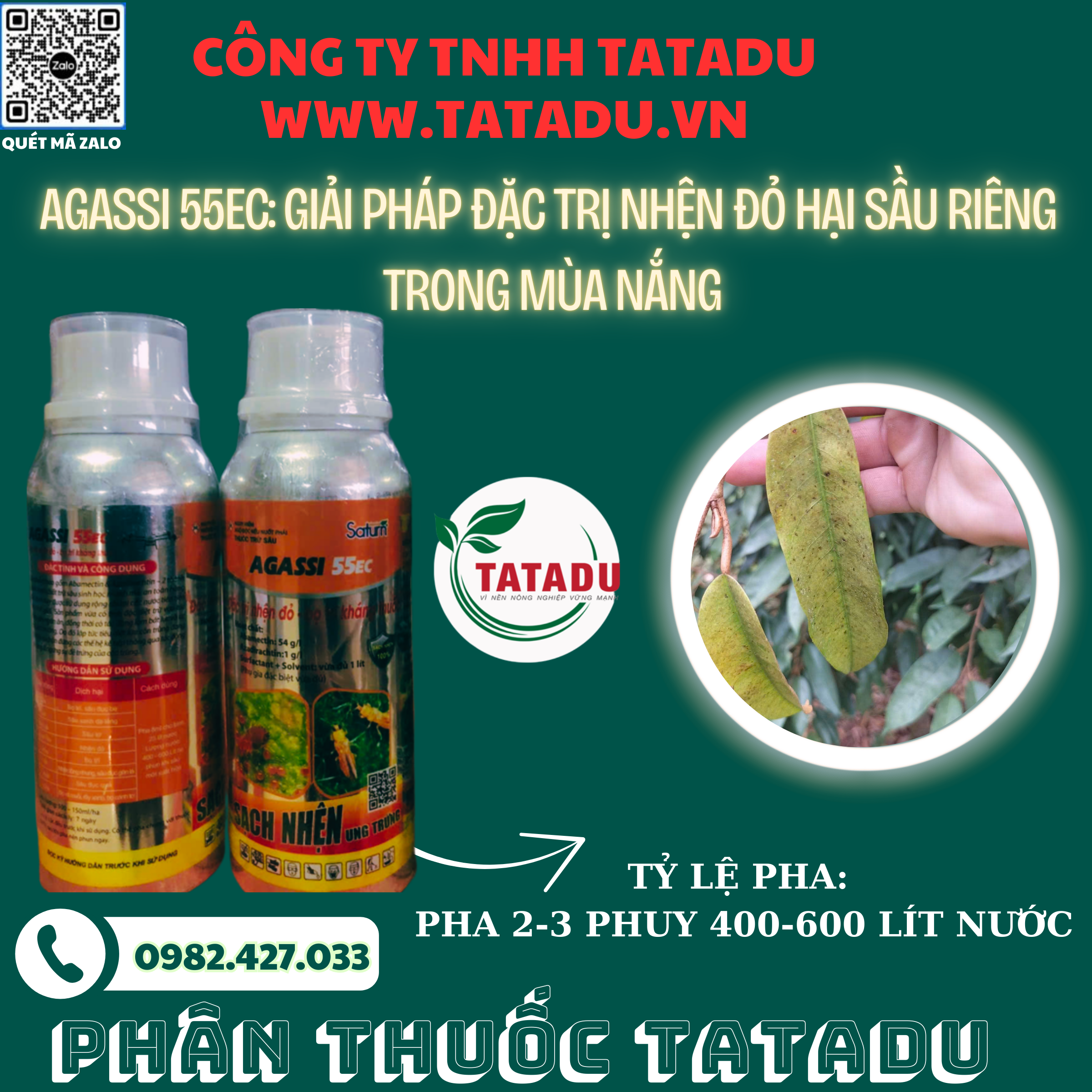 AGASSI 55EC GIAI PHAP DAC TRI NHEN DO HAI SAU RIENG TRONG MUA NANG