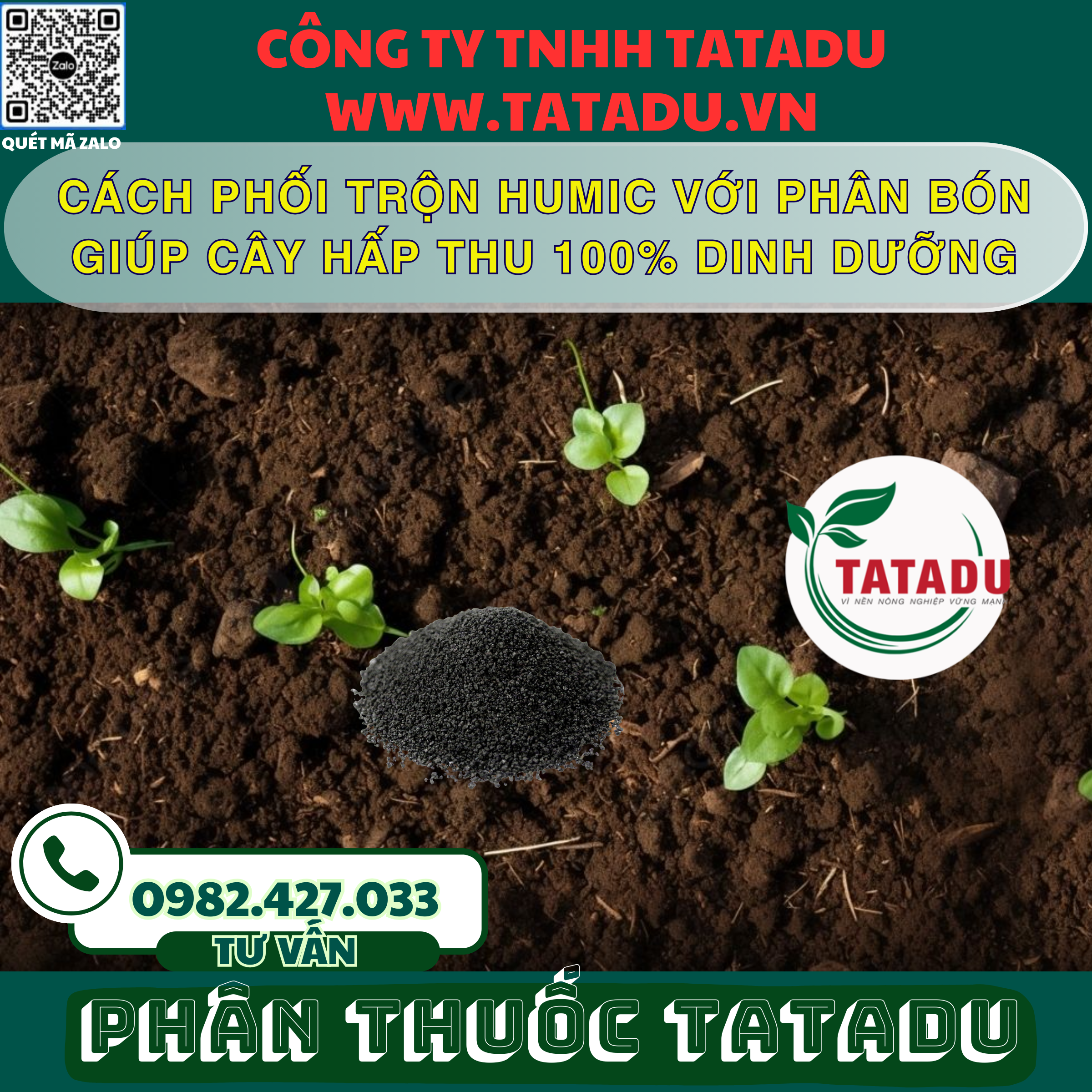 CACH PHOI TRON HUMIC VOI PHAN BON GIUP CAY HAP THU 100 DINH DUONG