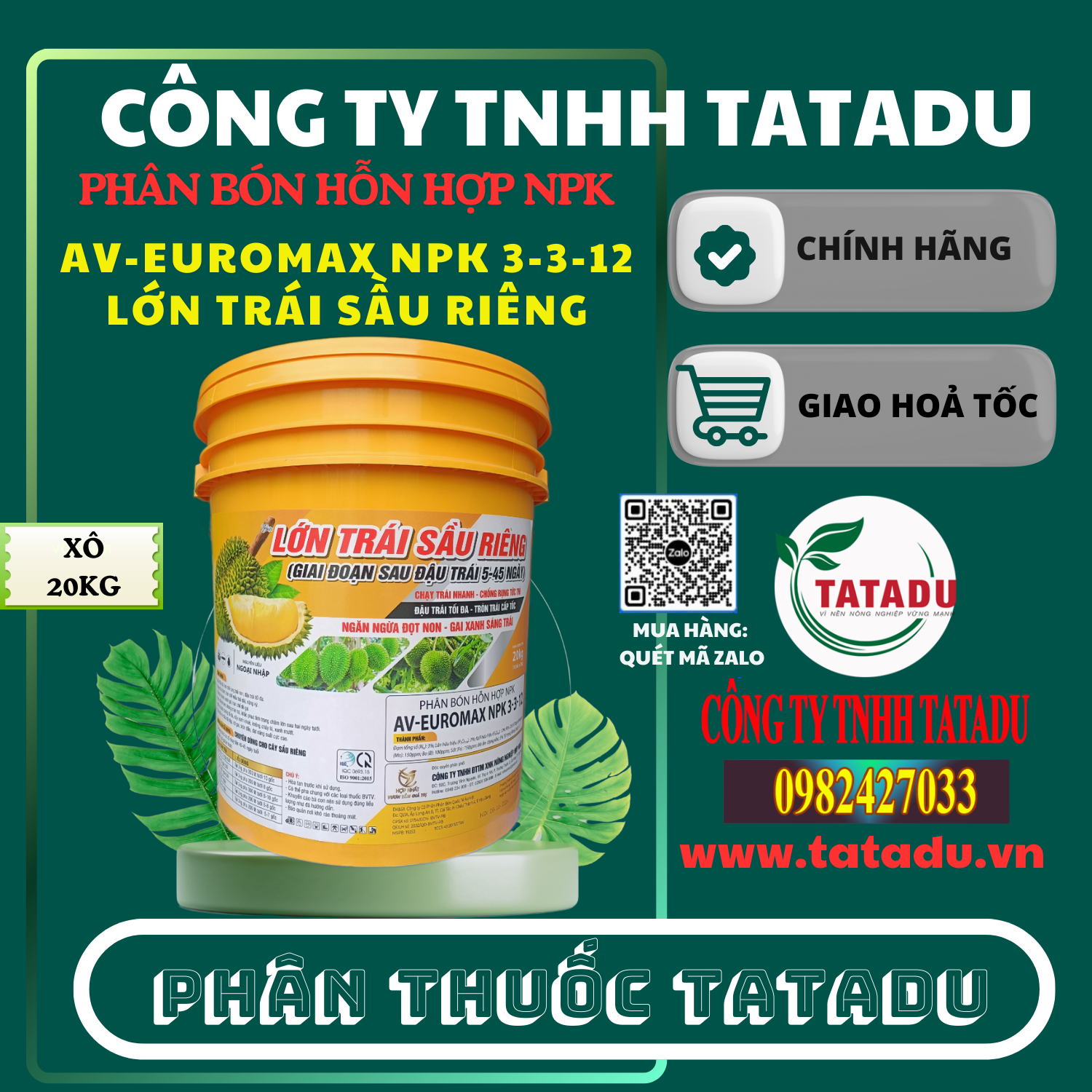 AV-EUROMAX NPK 3-3-12 LỚN TRÁI SẦU RIÊNG