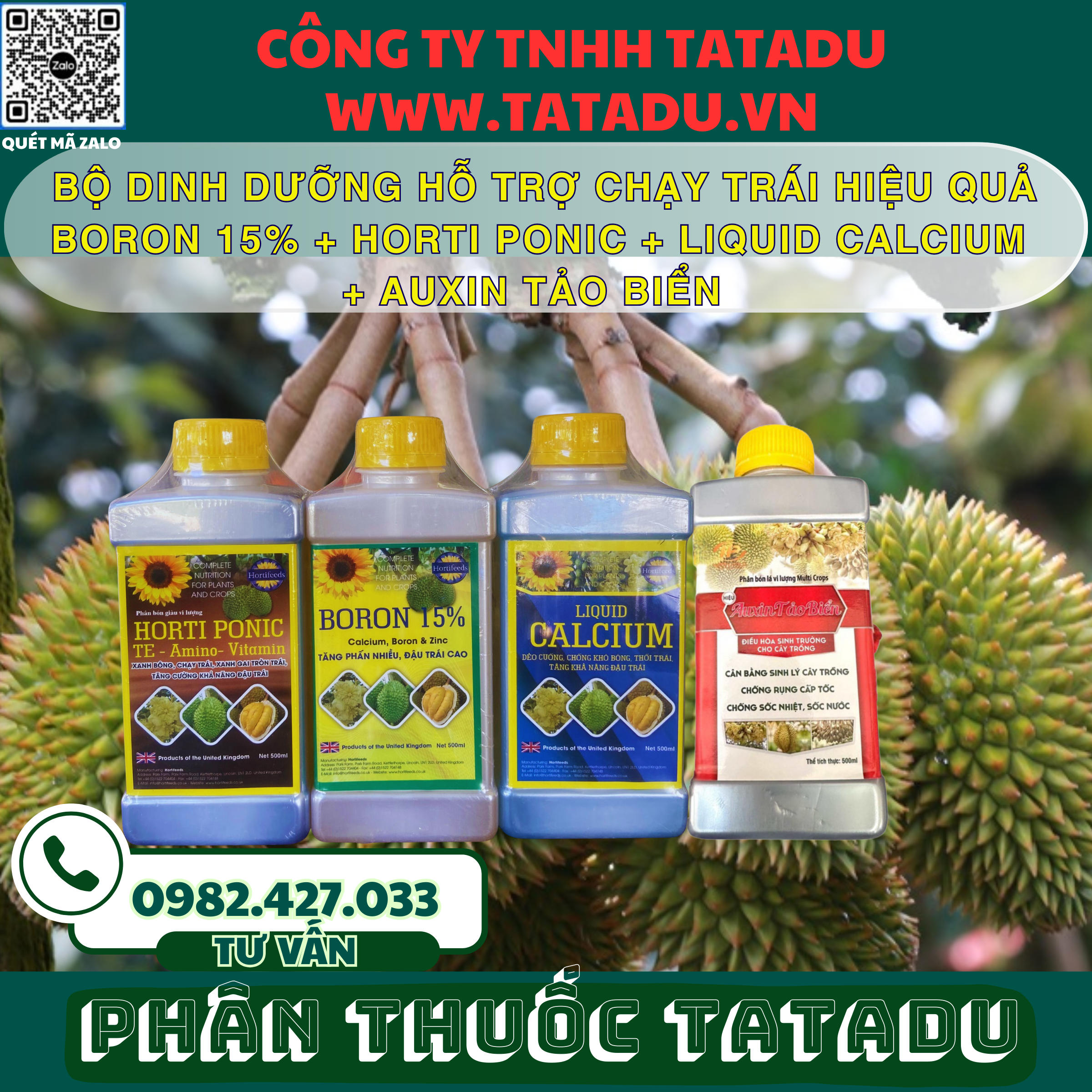 Bo dinh duong ho tro chay trai hieu qua BORON 15 HORTI PONIC LIQUID CALCIUM AUXIN TAO BIEN