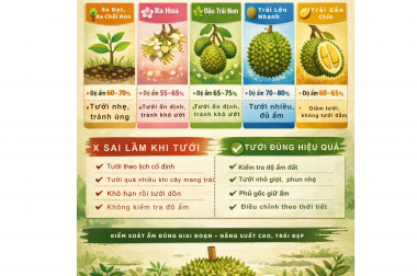 GIAI ĐOẠN PHÁT TRIỂN TRÁI SẦU RIÊNG VÀ NHU CẦU NƯỚC – TƯỚI ĐÚNG ĐỂ TRÁI TO, ĐẸP, KHÔNG RỤNG