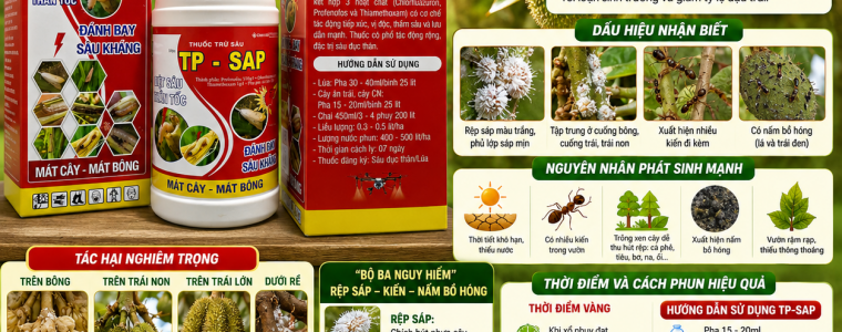 CẢNH BÁO RỆP SÁP SẦU RIÊNG GIAI ĐOẠN XỔ NHỤY – TRÁI NON & GIẢI PHÁP HIỆU QUẢ