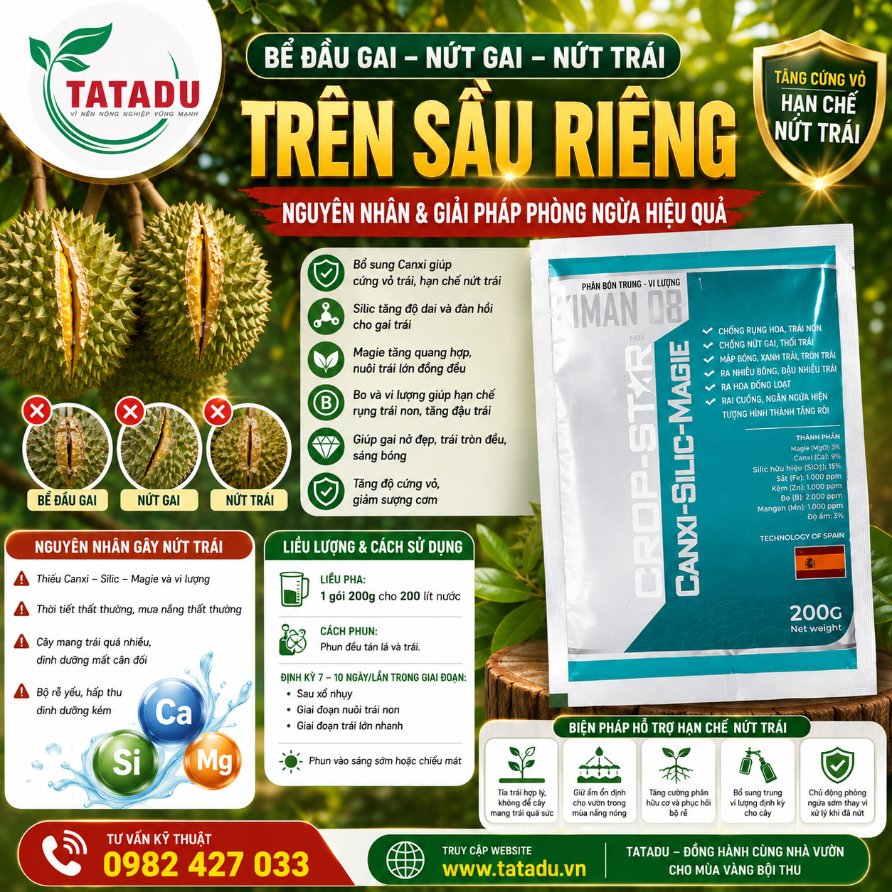 BỂ ĐẦU GAI – NỨT GAI – NỨT TRÁI TRÊN SẦU RIÊNG: NGUYÊN NHÂN VÀ GIẢI PHÁP PHÒNG NGỪA HIỆU QUẢ