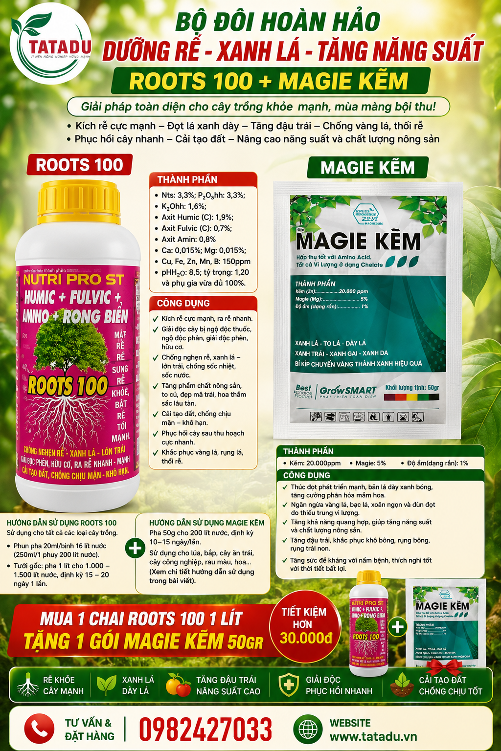 Bộ đôi Roots 100 + Magie Kẽm Bộ đôi Roots 100 + Magie Kẽm