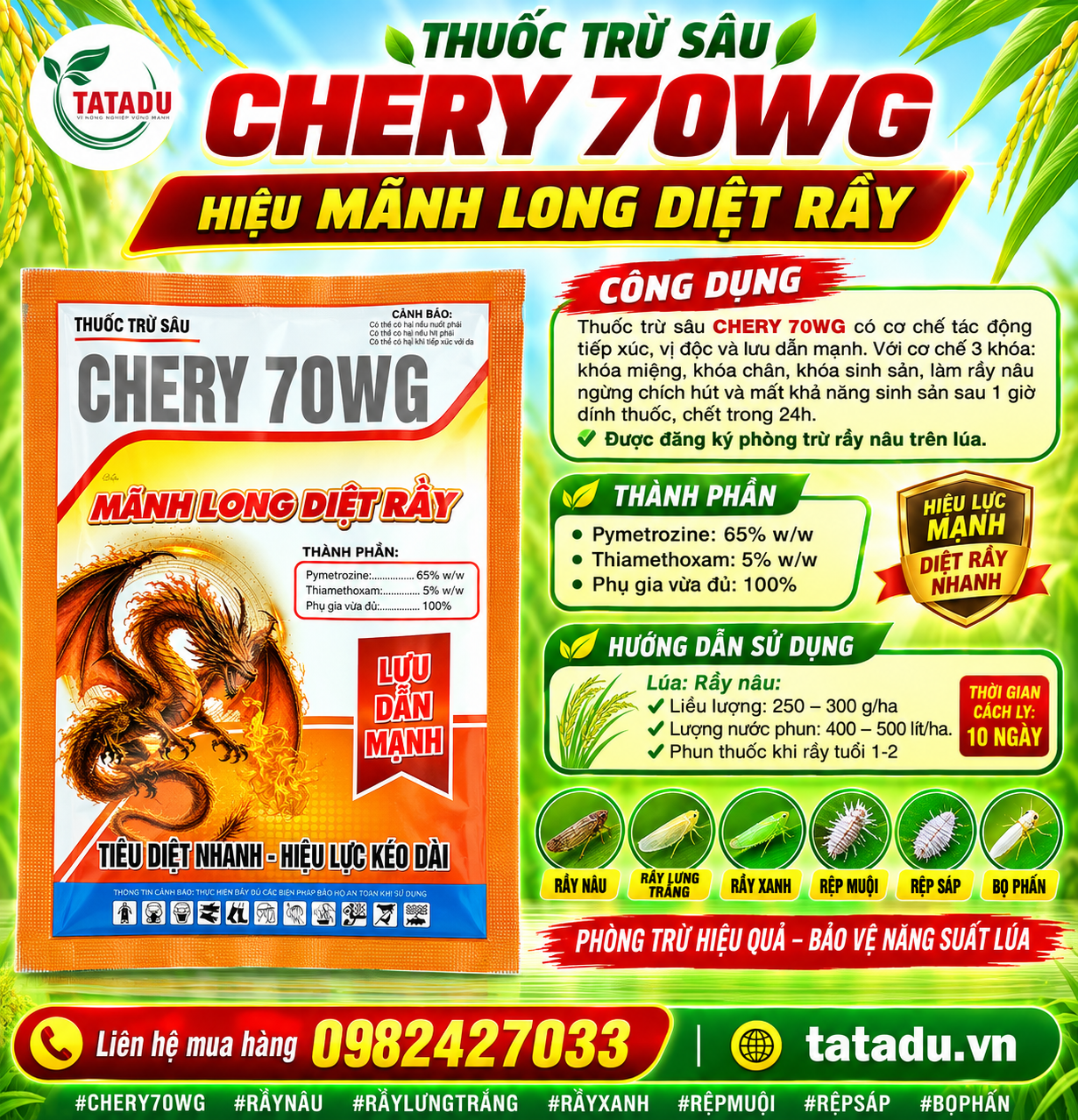 CHERY 70WG – THUOC TRU SAU HIEU MANH LONG DIET RAY CHERY 70WG – THUOC TRU SAU HIEU MANH LONG DIET RAY
