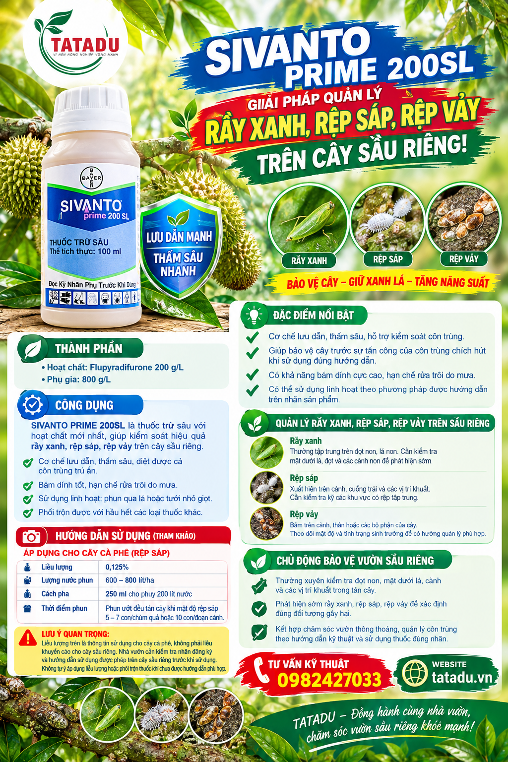 SIVANTO PRIME 200SL GIAI PHAP QUAN LY RAY XANH REP SAP REP VAY TREN CAY SAU RIENG