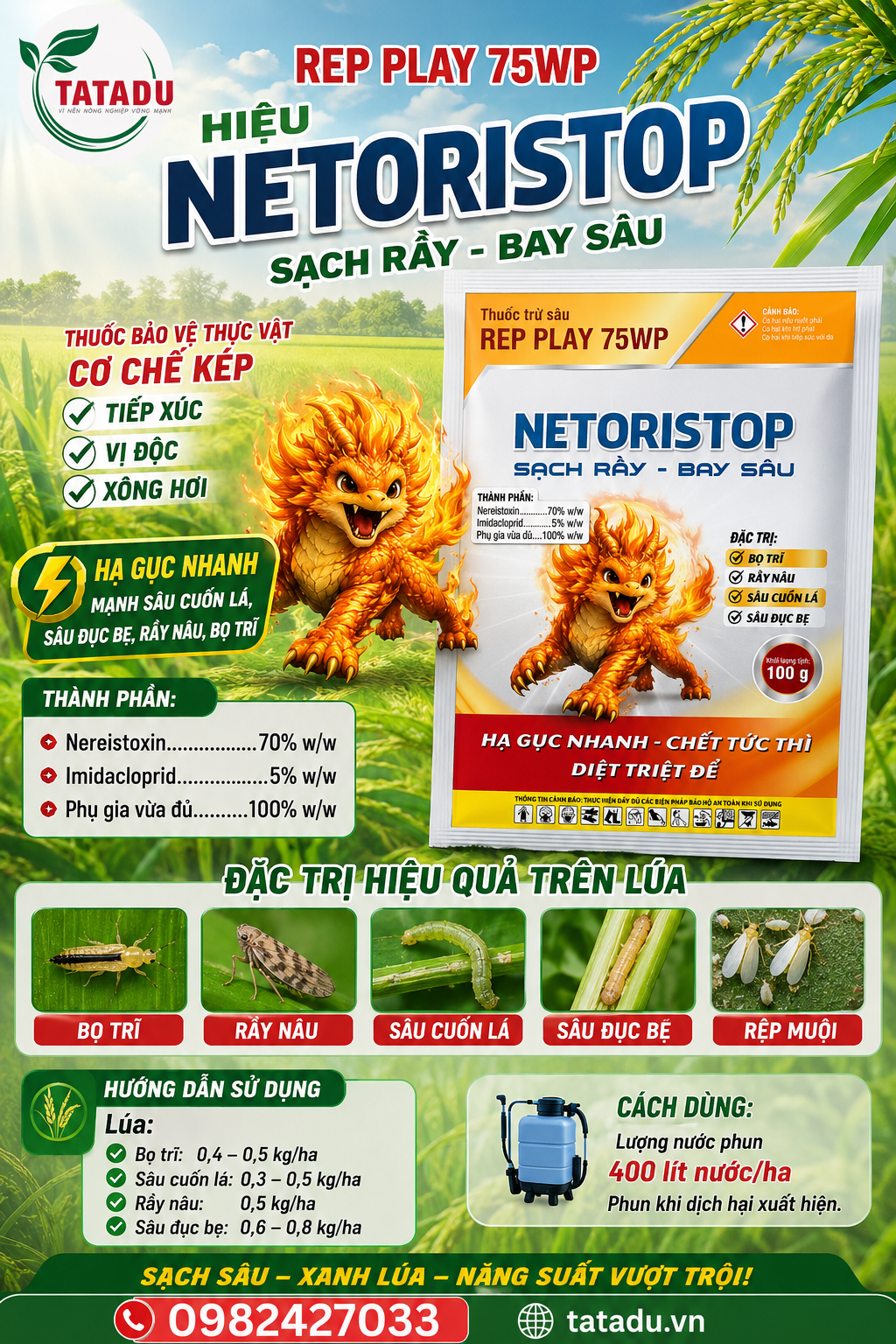 THUỐC TRỪ SÂU REP PLAY 75WP HIỆU NETORISTOP THUỐC TRỪ SÂU REP PLAY 75WP HIỆU NETORISTOP
